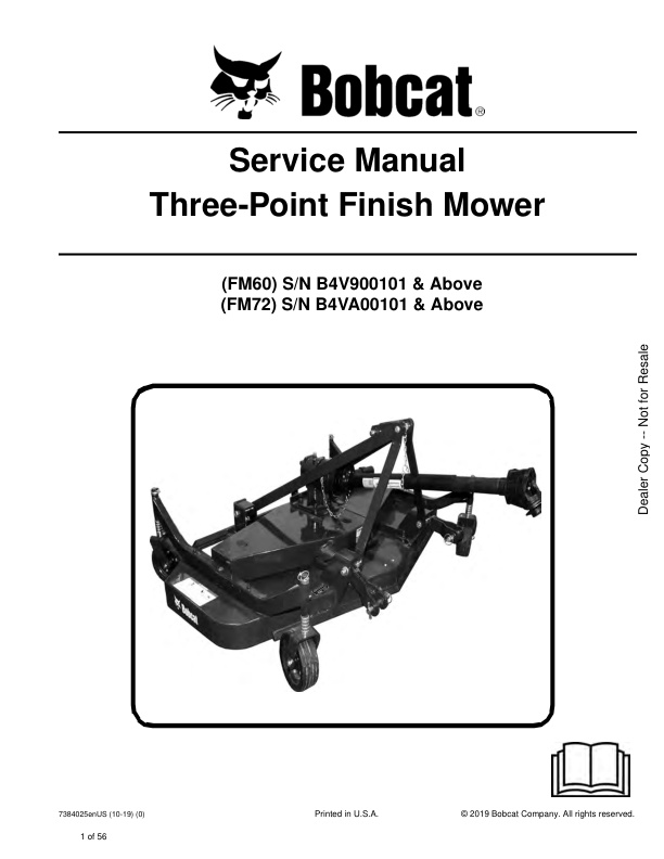 page_1 Service manual Bobcat Three-Point Finish Mower | 7384025 (10-19)