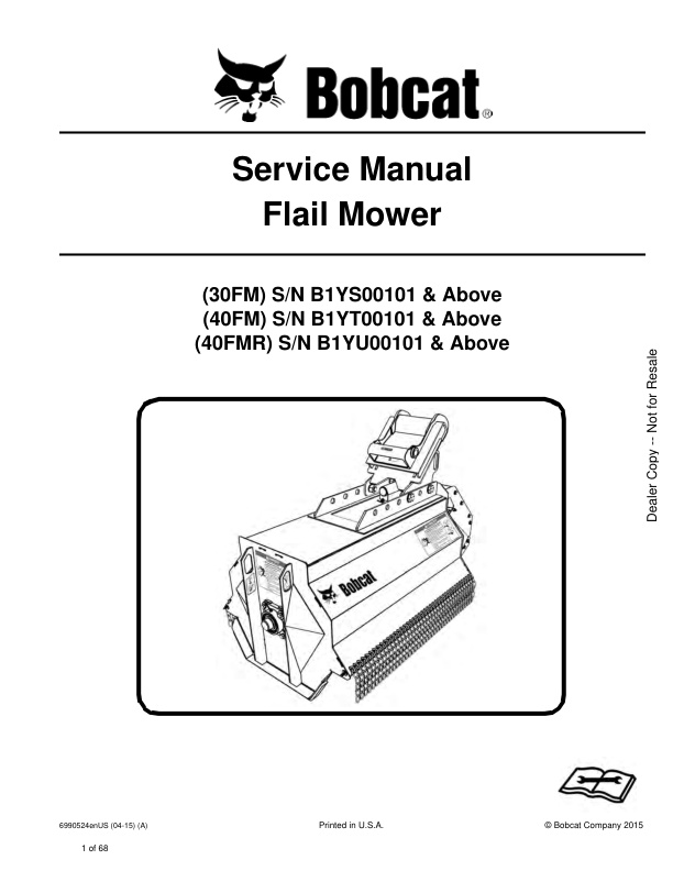 page_1 Service manual Bobcat Flail Mower 30FM, 40FM, 40FMR | 6990524 (04-15)