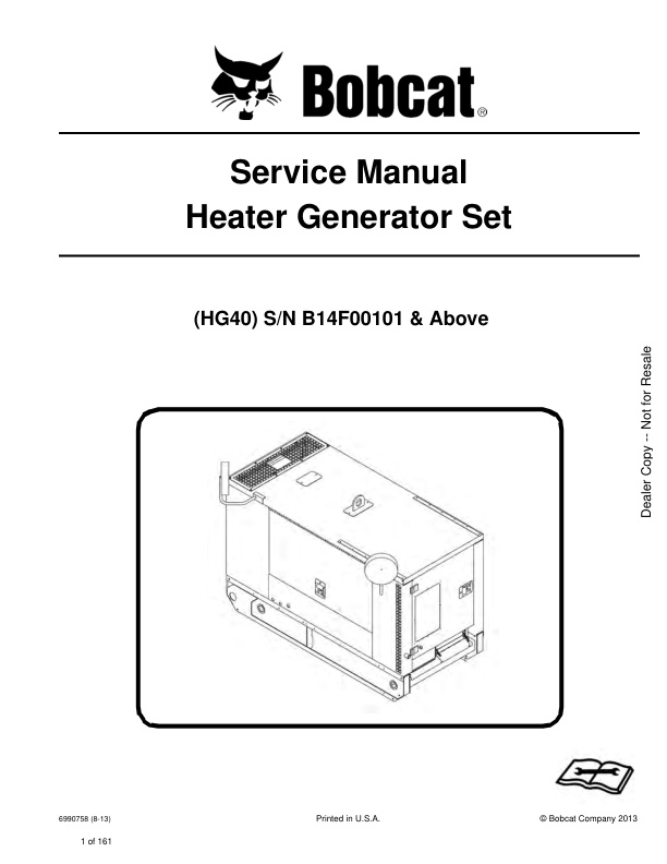 page_1 Service manual Bobcat Heater Generator Set (HG40) | 6990758 (8-13)