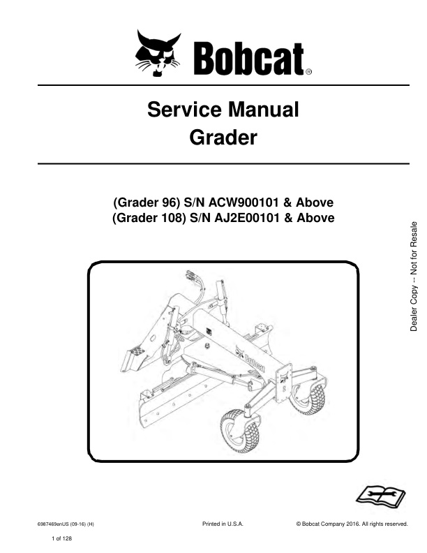 page_1 Service manual Bobcat Grader 96, 108 | 6987469 (09-16)