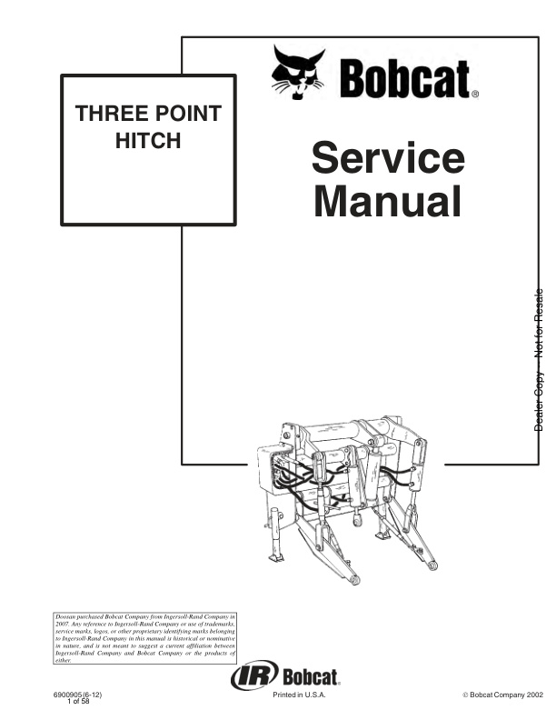 page_1 Service manual Bobcat THREE POINT HITCH | 6900905 (6-12)