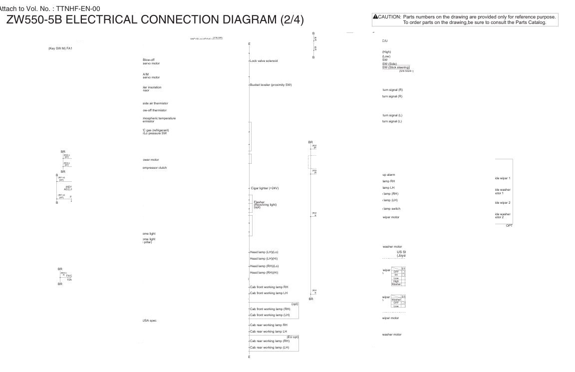 0 Electrical & Hydraulic Circuit Diagram Hitachi ZW550-5B Wheel Loader | TTNHF-EN-00