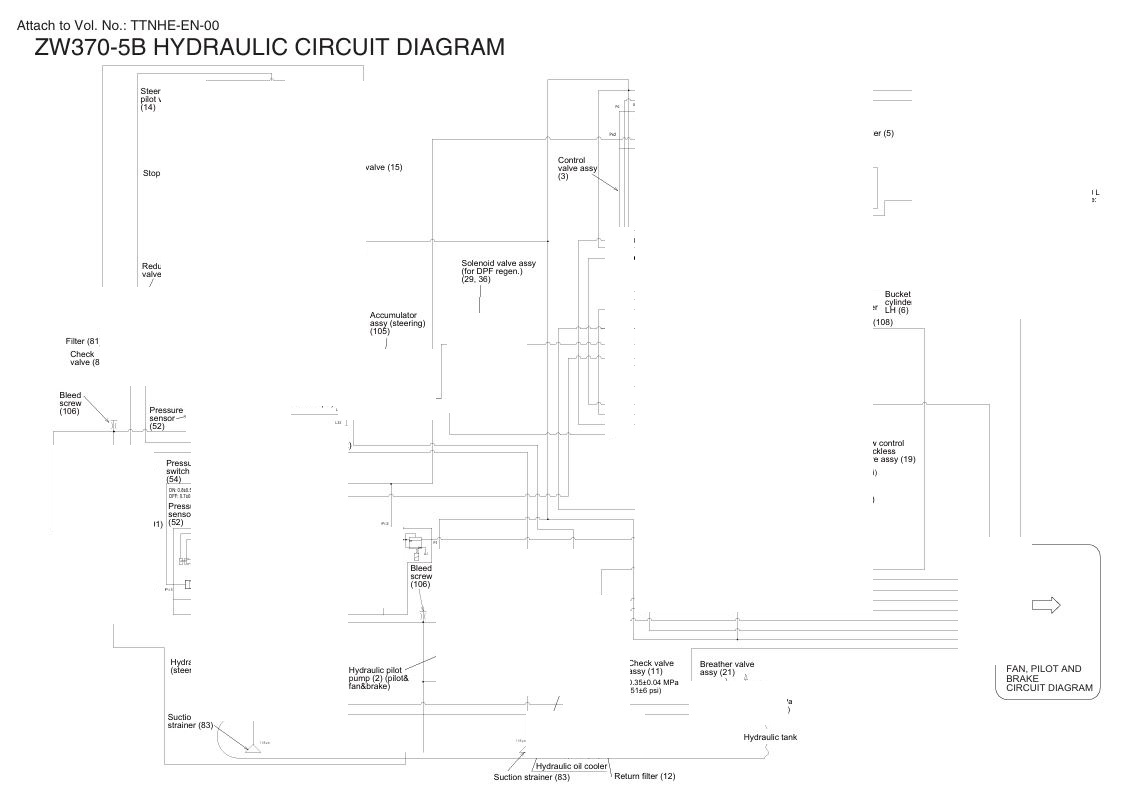 0 Electrical & Hydraulic Circuit Diagram Hitachi ZW370-5B Wheel Loader | TTNHE-EN-00