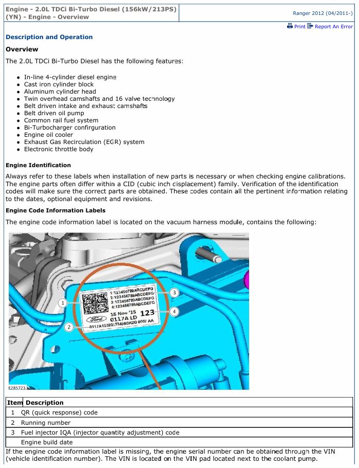 0 Service manual Ford Engine 2.0L TDCi Bi-Turbo Diesel (156 kW/213 PS) (YN) | 2011 & Up
