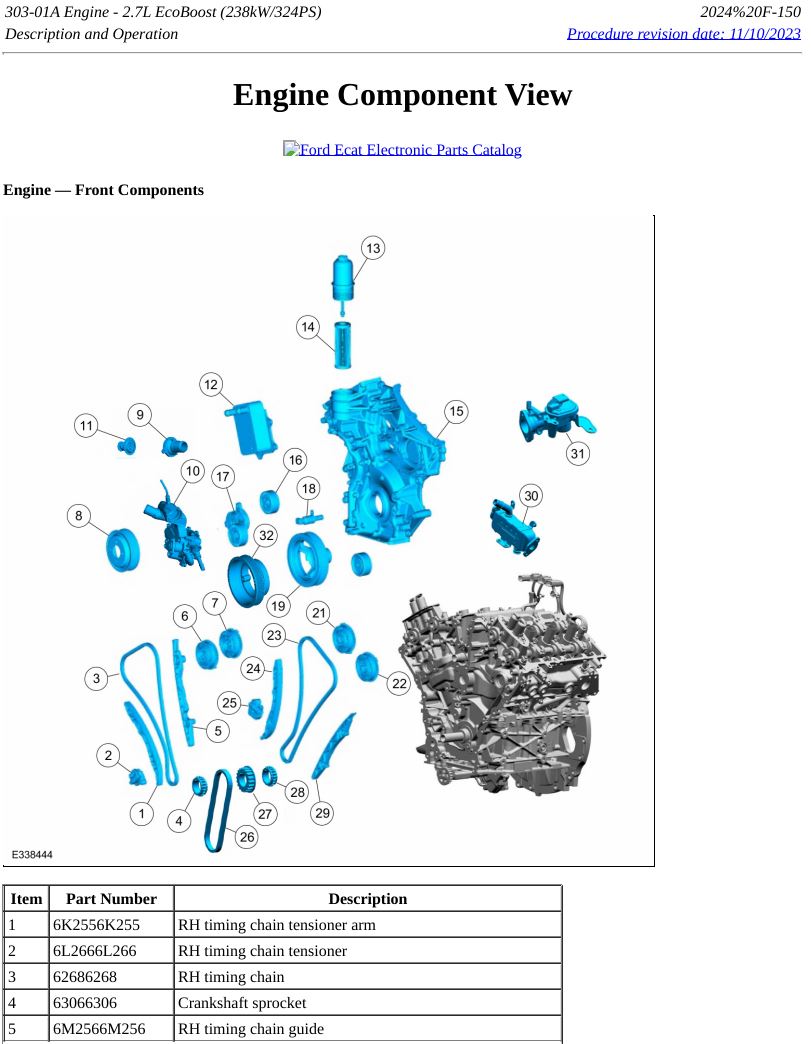0 Service manual Ford Engine 2.7L EcoBoost (238kW/324PS) | 2023 & Up