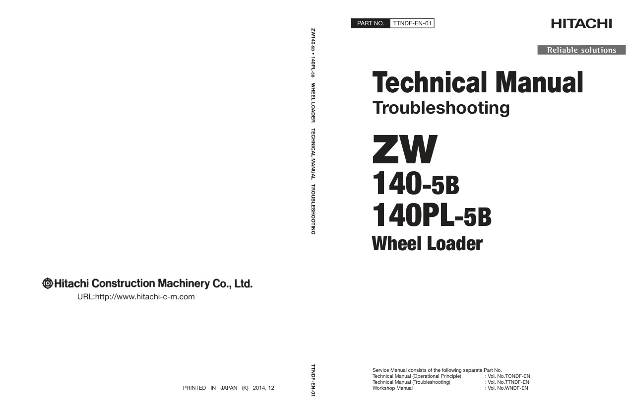 page_1 Technical Manual Hitachi ZW140-5B, ZW140PL-5B Wheel Loader | TTNDF-EN-01 (2018.01.26)