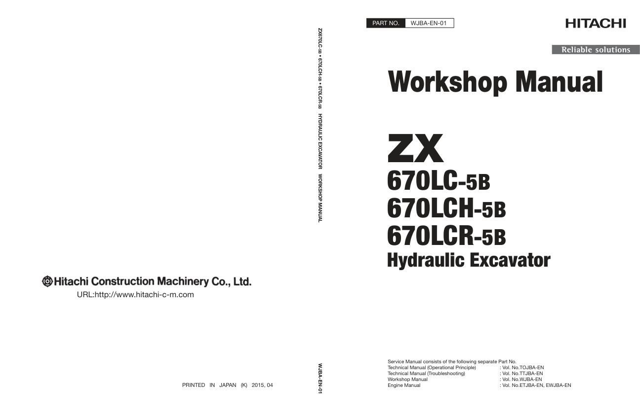 page_1 Service manual Hitachi ZX670LC-5B, ZX670LCH-5B, ZX670LCR-5B Hydraulic Excavator | WJBA-EN-01
