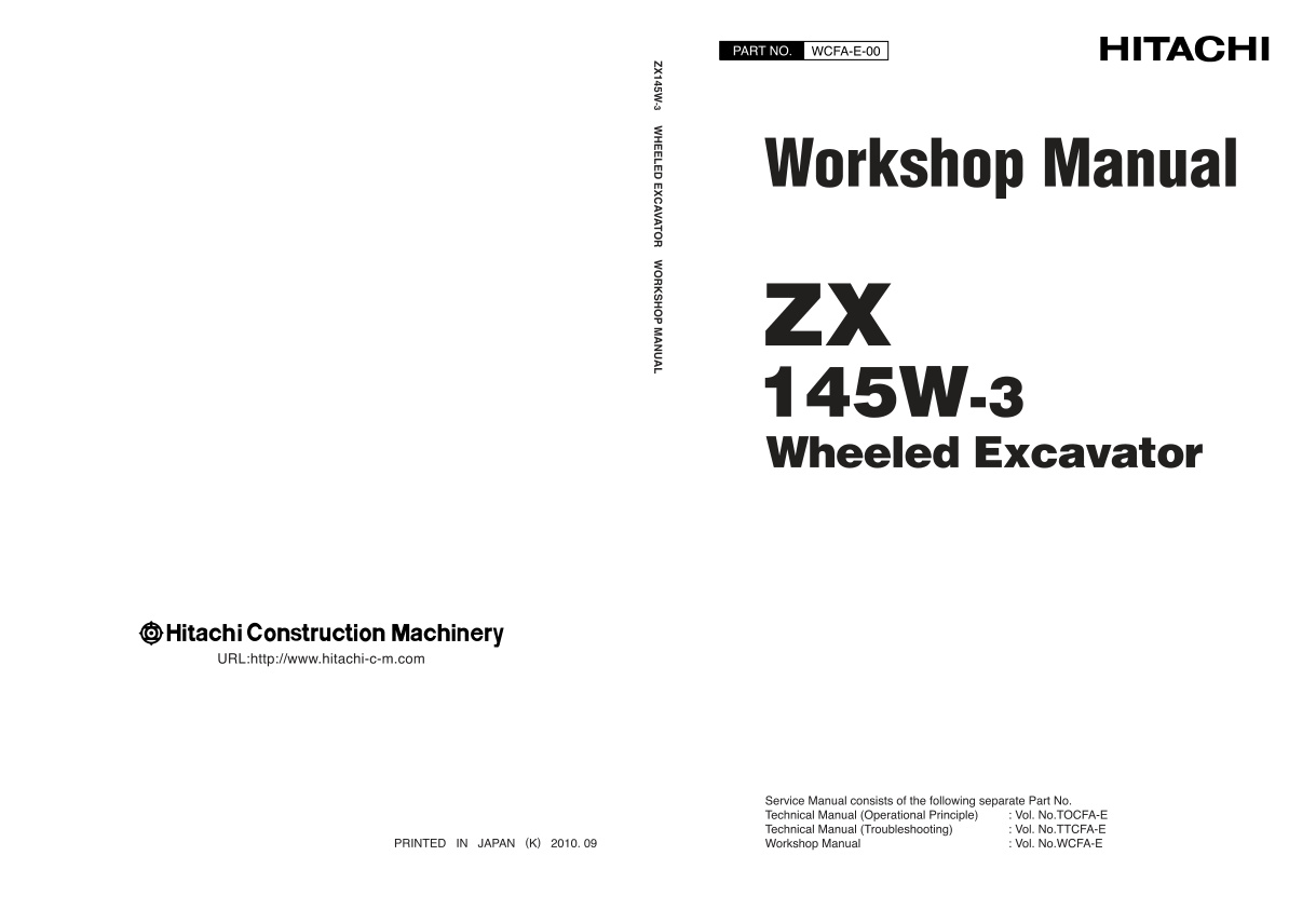 page_1 Service manual Hitachi ZX145W-3 Wheeled Excavator | WCFA-E-00