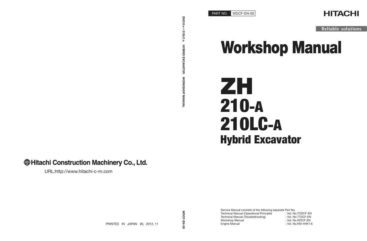 page_1 Service manual Hitachi ZH210-A, ZH210LC-A Hybrid Excavator | WDCF-EN-00 (2014.03.13)