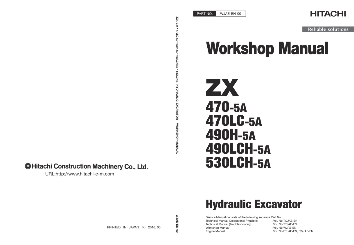 page_1 Service manual Hitachi ZX470-5A, ZX470LC-5A, ZX490H-5A, ZX490LCH-5A, ZX530LCH-5A | WJAE-EN-00