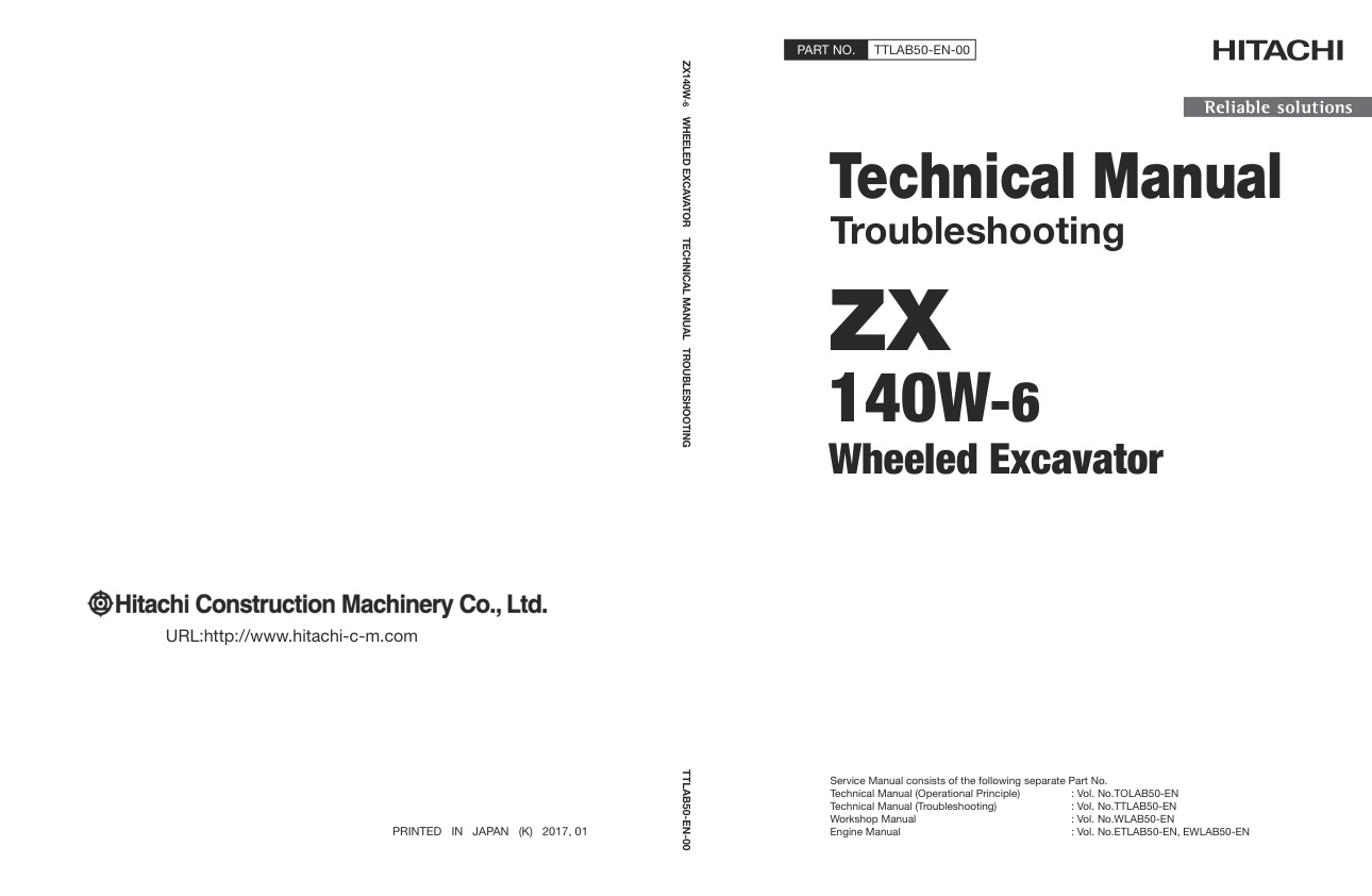 page_1 Technical Manual Hitachi ZX140W-6 Wheeled Excavator | TTLAB50-EN-00 (2018.01.26)