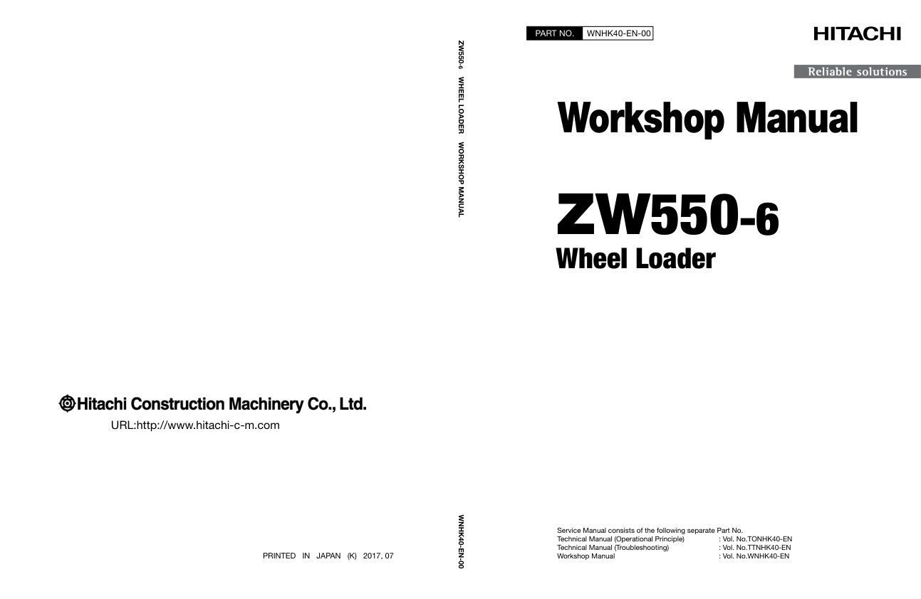 page_1 Service manual Hitachi ZW550-6 Wheel Loader | WNHK40-EN-00 (2018.08.06)