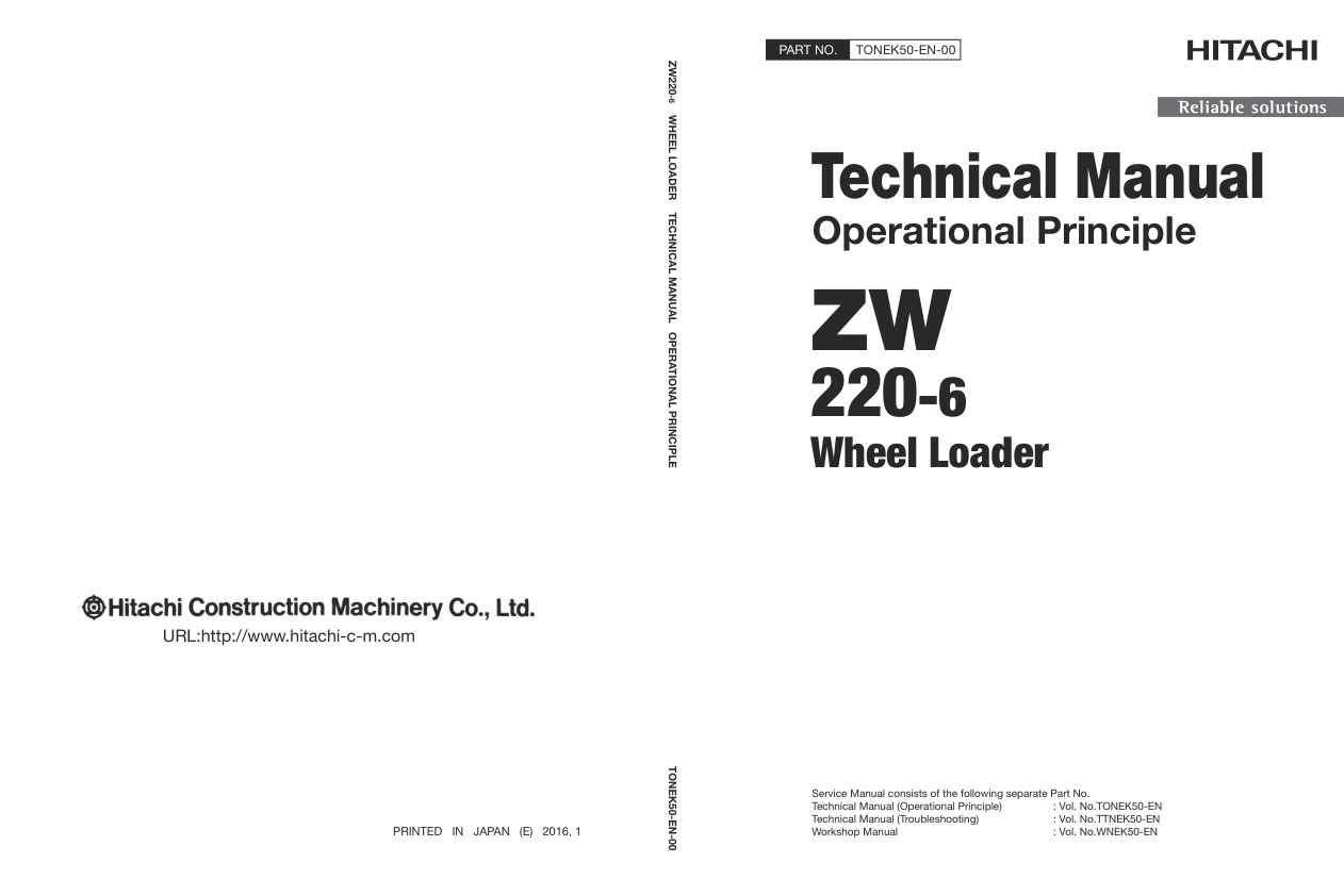 page_1 Technical Manual Hitachi ZW220-6 Wheel Loader | TONEK50-EN-00 (2017.02.07)