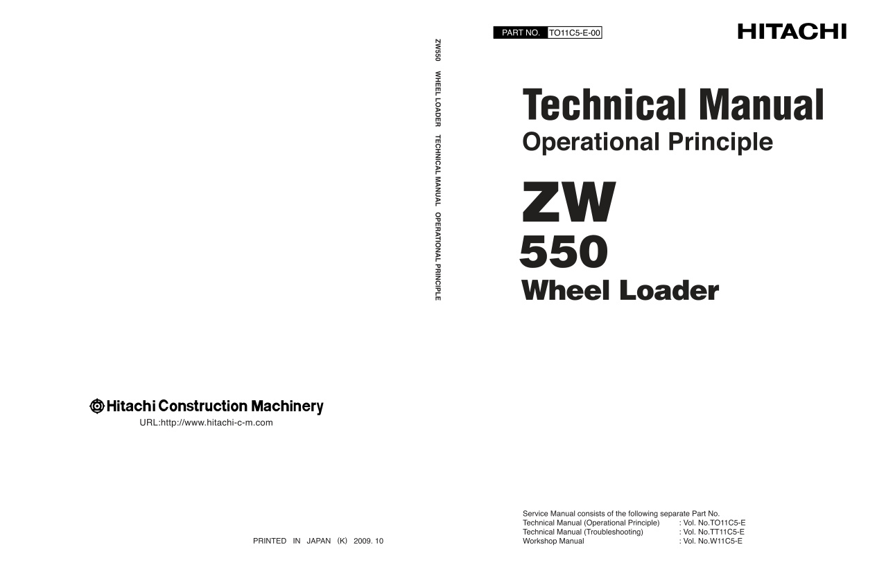 page_1 Technical Manual Hitachi ZW550 Wheel Loader | TO11C5-E-00