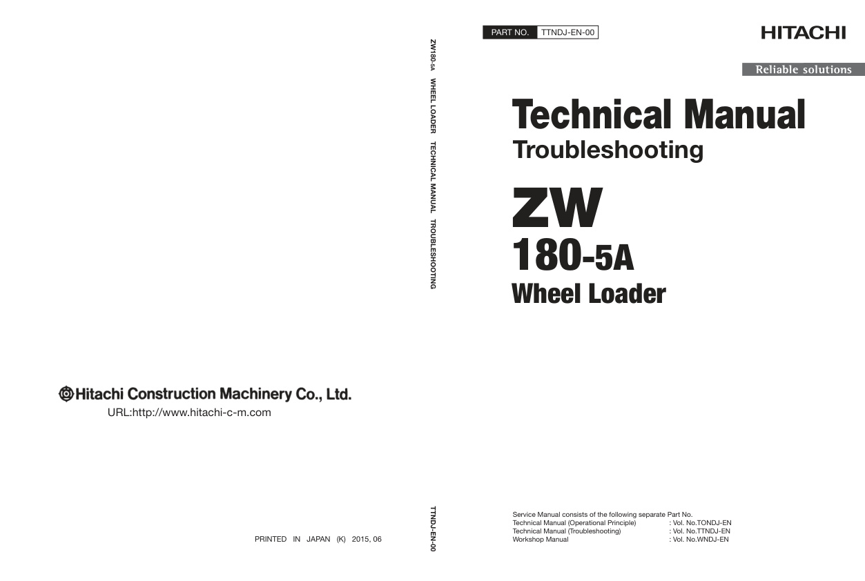 page_1 Technical Manual Hitachi ZW180-5A Wheel Loader | TTNDJ-EN-00
