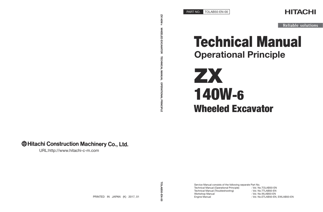 page_1 Technical Manual Hitachi ZX140W-6 Wheeled Excavator | TOLAB50-EN-00 (2018.02.06)