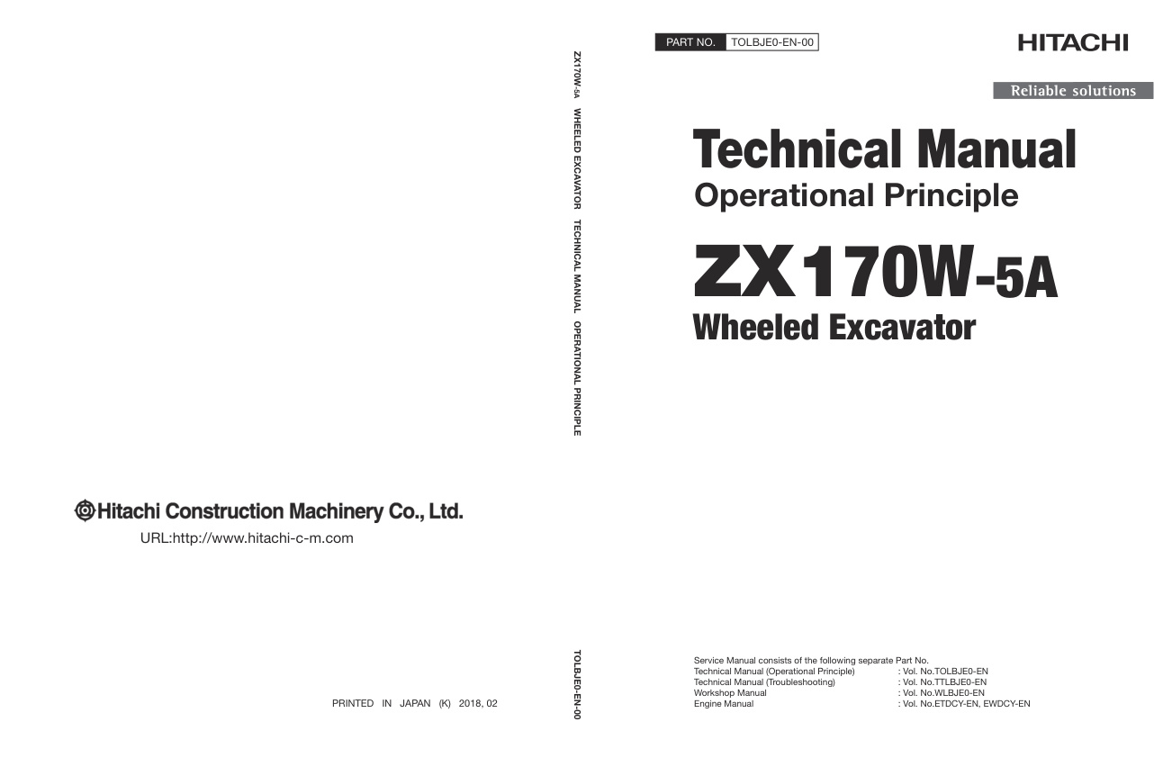 page_1 Technical Manual Hitachi ZX170W-5A Wheeled Excavator | TOLBJE0-EN-00