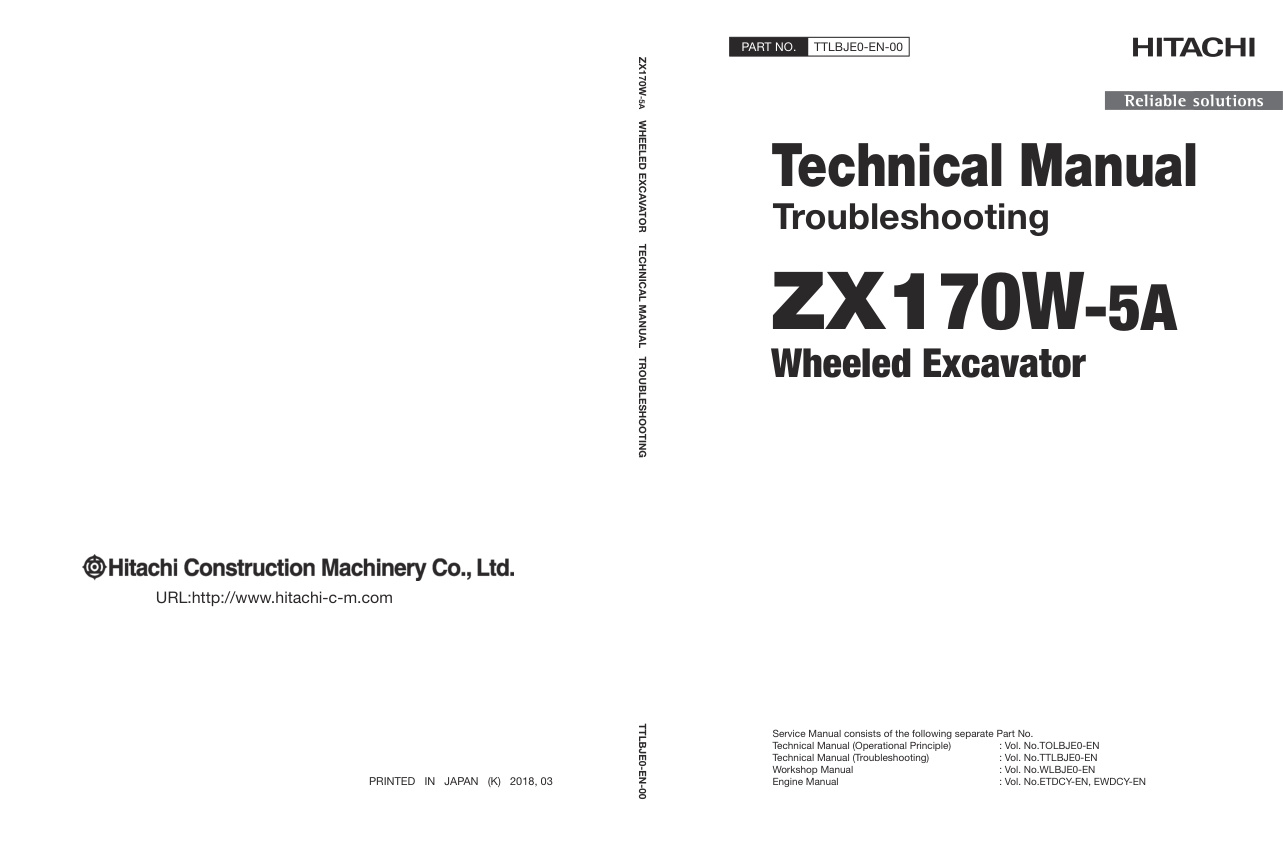 page_1 Technical Manual Hitachi ZX170W-5A Wheeled Excavator | TTLBJE0-EN-00