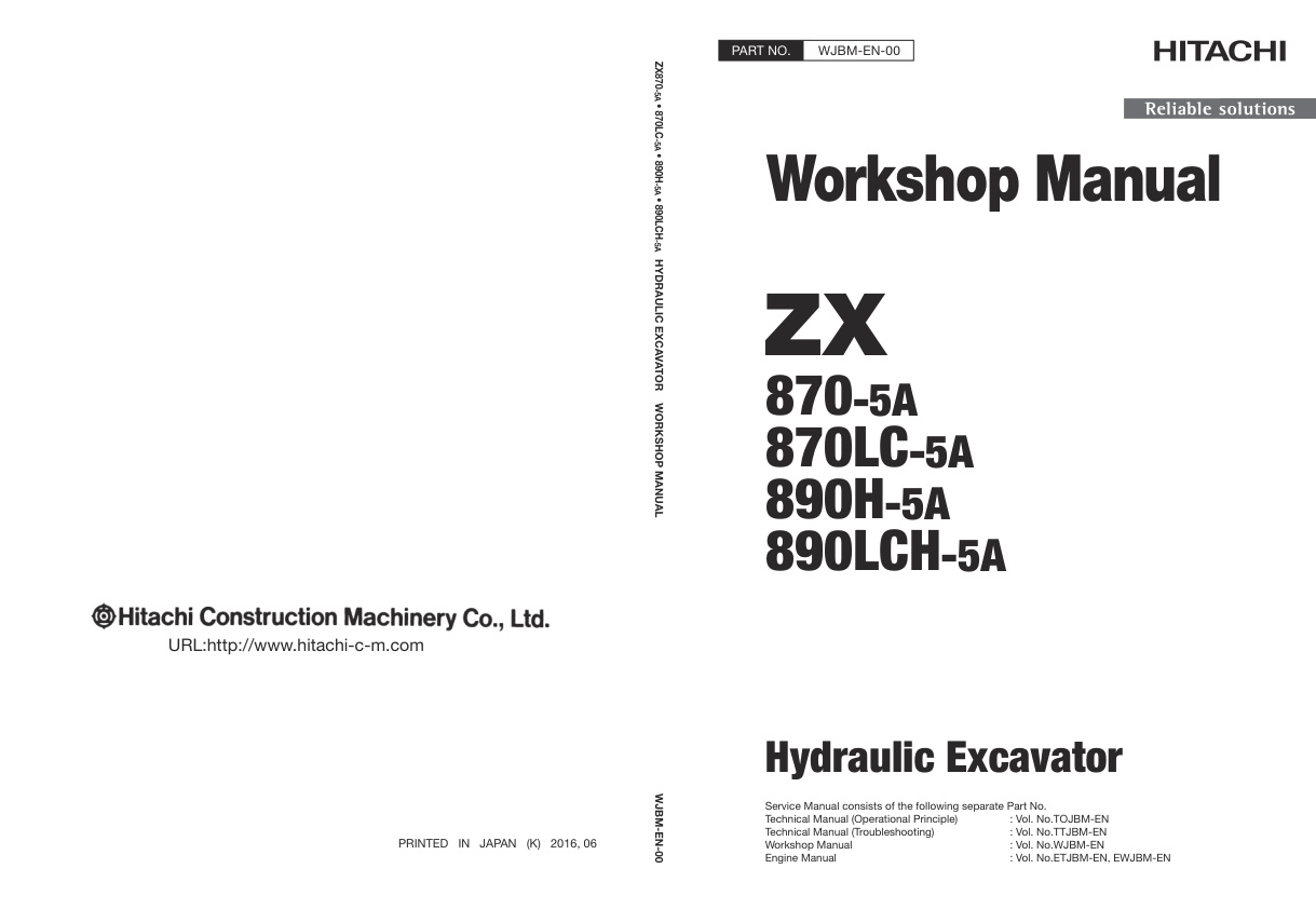 page_1 Service manual Hitachi ZX870-5A, ZX870LC-5A, ZX890H-5A, ZX890LCH-5A Excavator | WJBM-EN-00