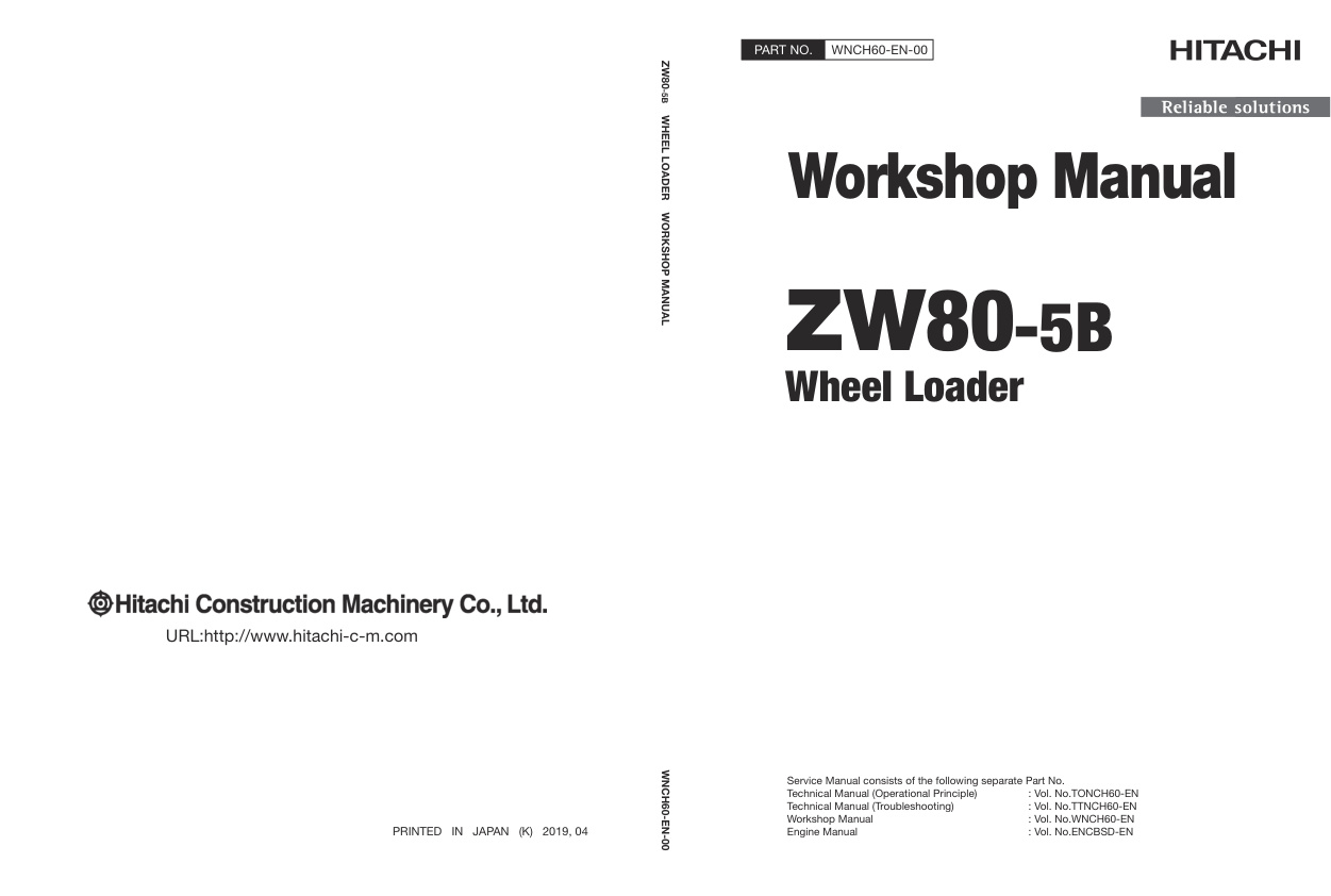 page_1 Service manual Hitachi ZW80-5B Wheel Loader | WNCH60-EN-00