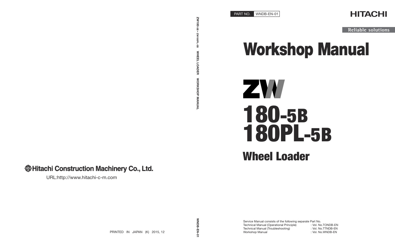 page_1 Service manual Hitachi ZW180-5B, ZW180PL-5B Wheel Loader | WNDB-EN-01