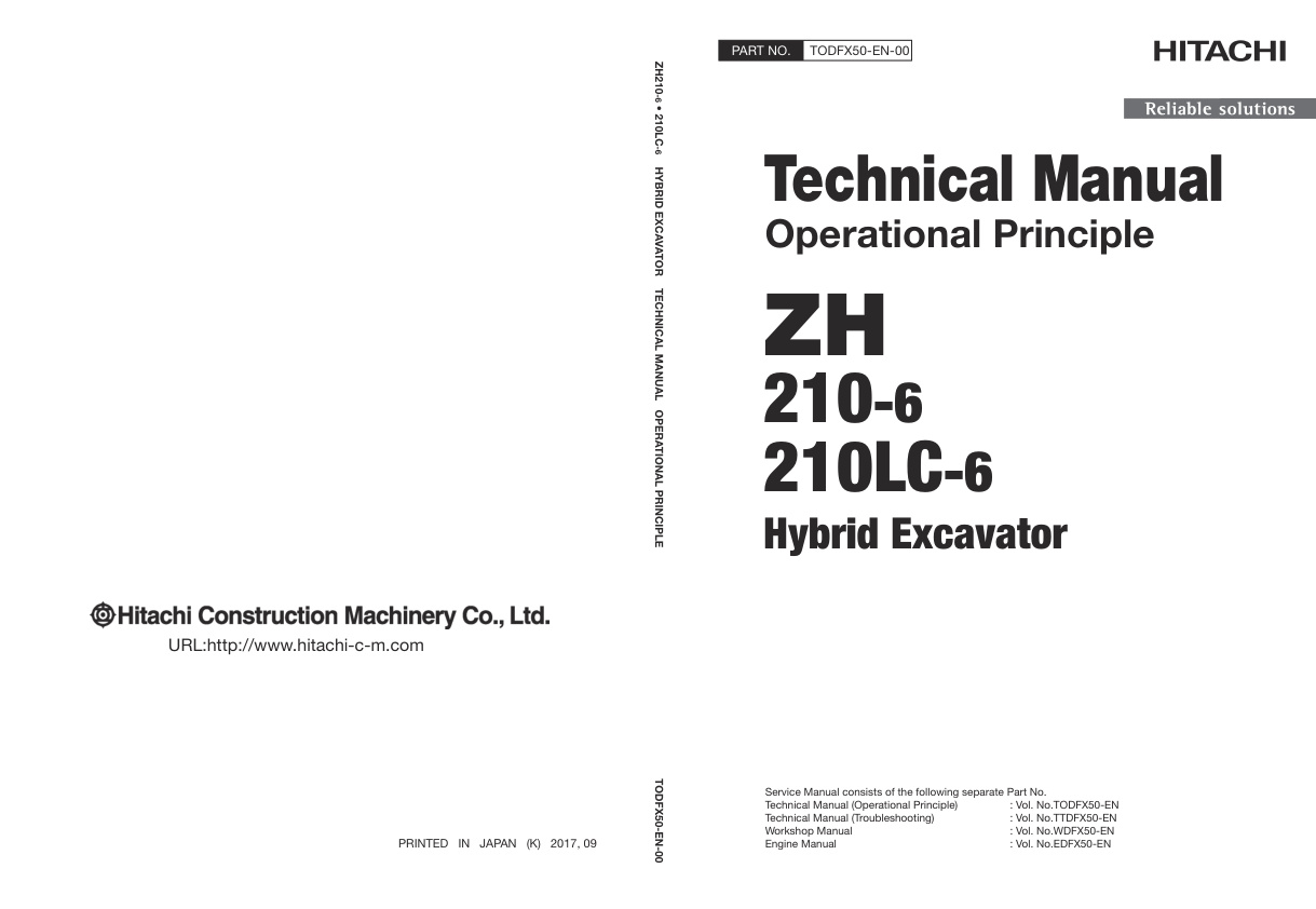 page_1 Technical Manual Hitachi ZH210-6, ZH210LC-6 Hybrid Excavator | TODFX50-EN-00
