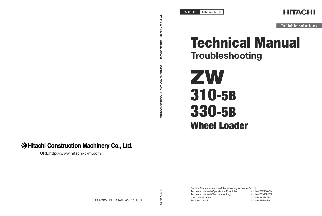 page_1 Technical Manual Hitachi ZW310-5B, ZW330-5B Wheel Loader | TTNFA-EN-00 (2014.11.12)