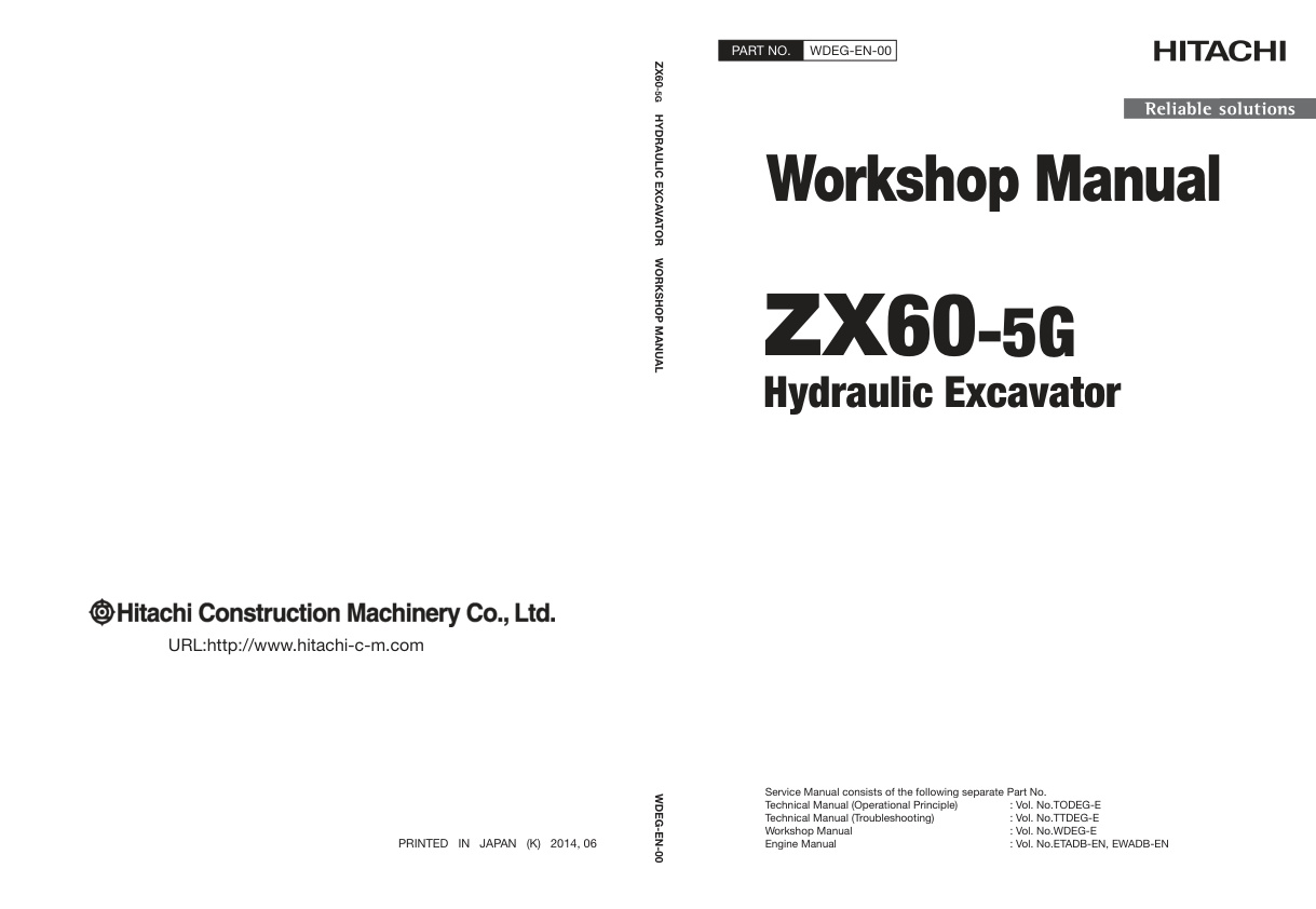 page_1 Service manual Hitachi ZX60-5G Hydraulic Excavator | WDEG-EN-00