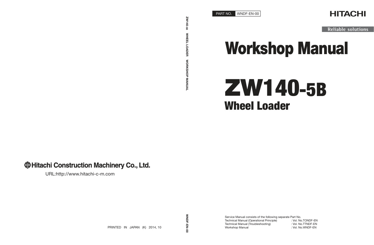 page_1 Service manual Hitachi ZW140-5B Wheel Loader | WNDF-EN-00