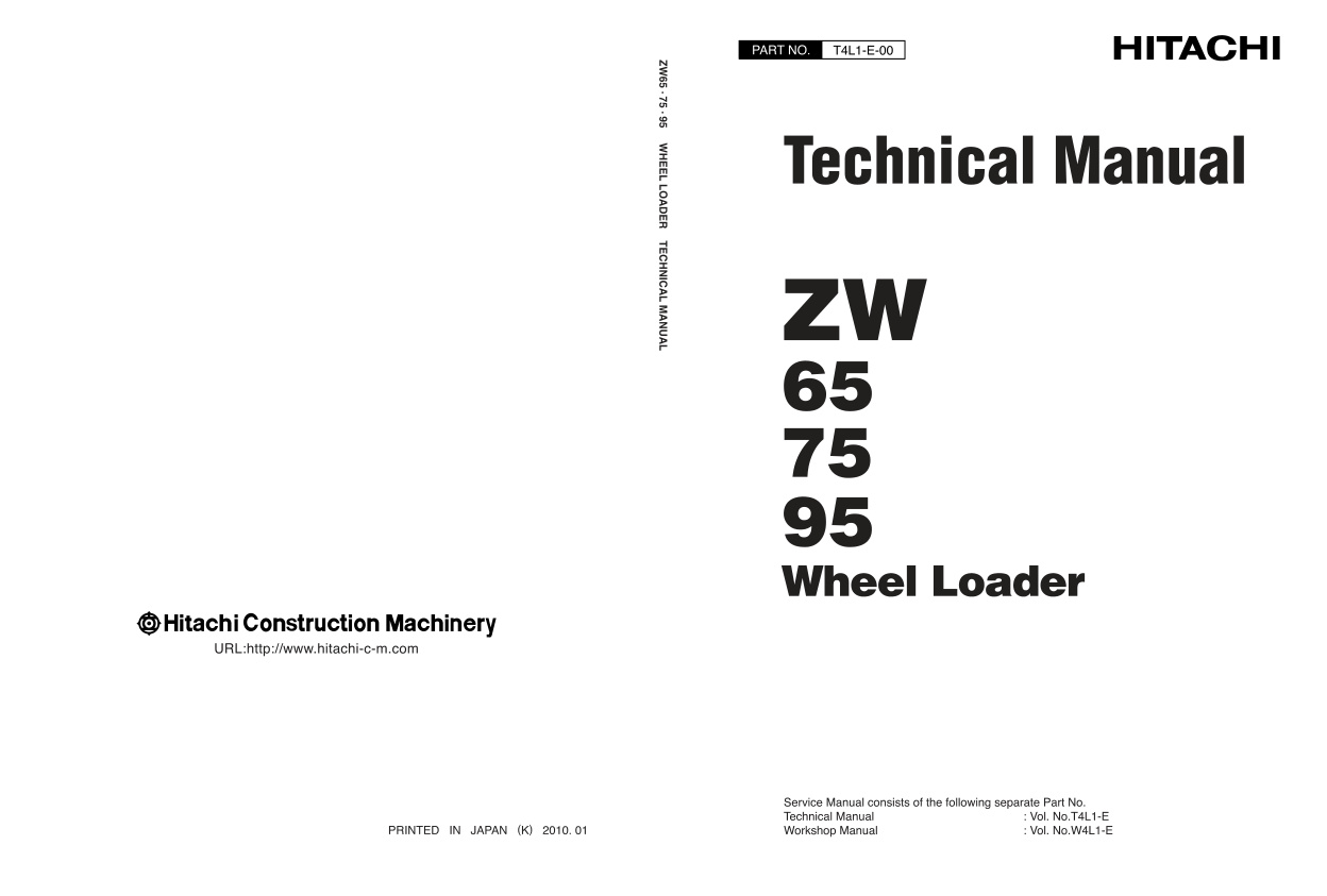 page_1 Technical Manual Hitachi ZW65, ZW75, ZW95 Wheel Loader | T4L1-E-00