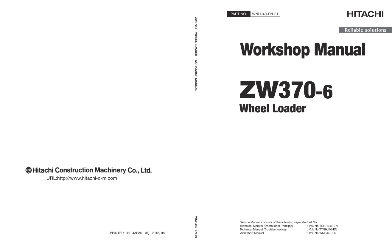 page_1 Service manual Hitachi ZW370-6 Wheel Loader | WNHJ40-EN-01