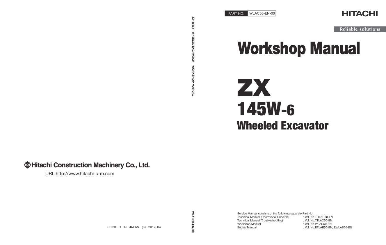 page_1 Service manual Hitachi ZX145W-6 Wheeled Excavator | WLAC50-EN-00
