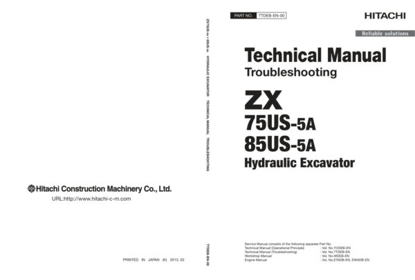 Technical Manual Hitachi ZX75US-5A, ZX85US-5A Hydraulic Excavator