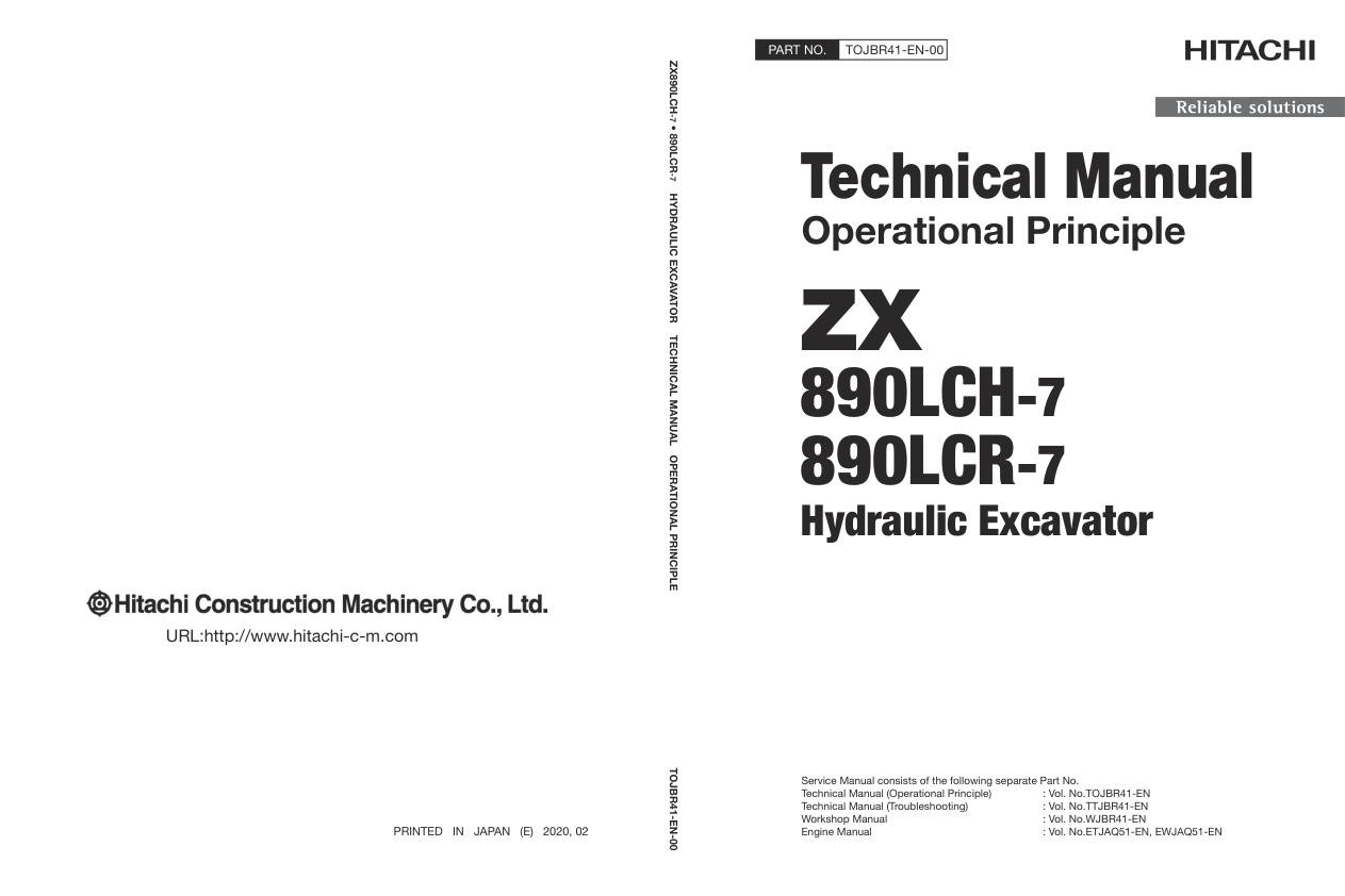 page_1 Technical Manual Hitachi ZX890LCH-7, ZX890LCR-7 Hydraulic Excavator | TOJBR41-EN-00