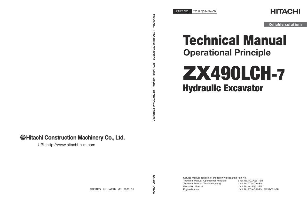 page_1 Technical Manual Hitachi ZX490LCH-7 Hydraulic Excavator | TOJAQ51-EN-00