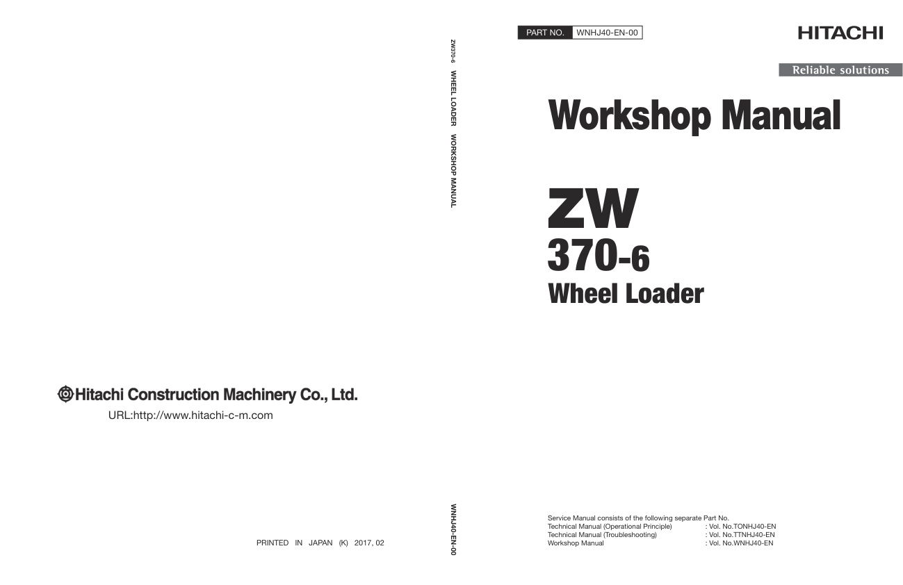 page_1 Service manual Hitachi ZW370-6 Wheel Loader | WNHJ40-EN-00 (2017.02)