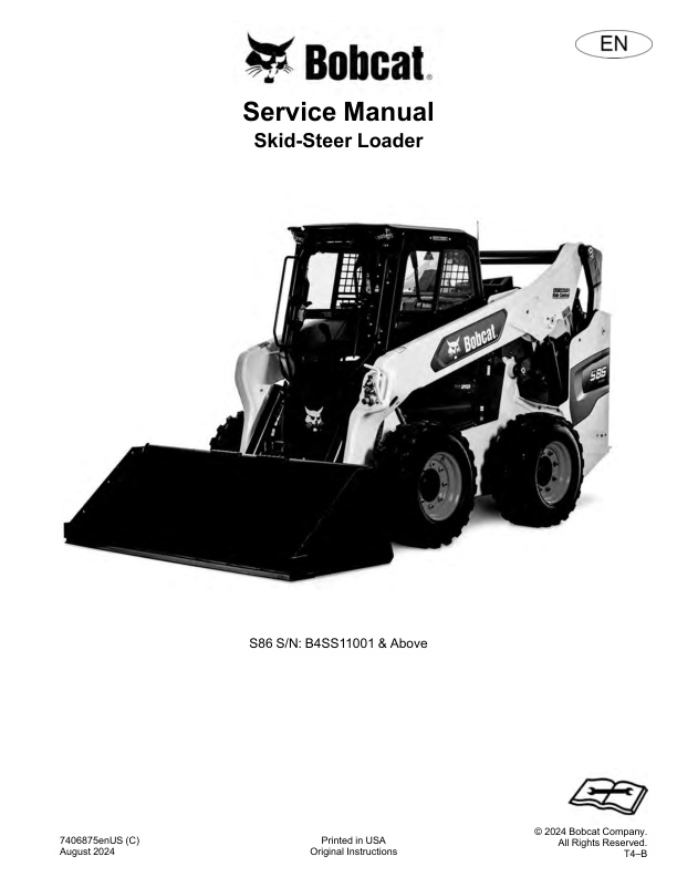 page_1 Service manual Bobcat S86 Skid-Steer Loader | 7406875 (08-24)