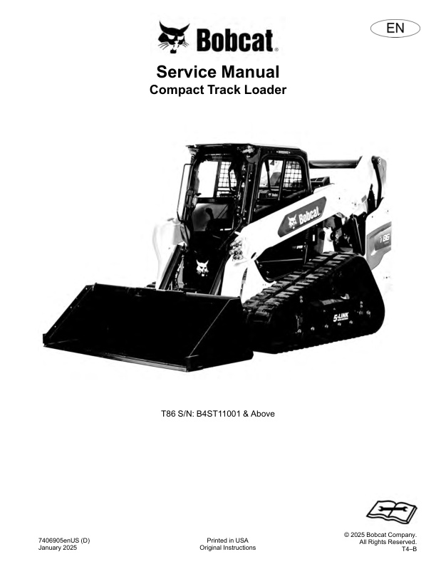 page_1 Service manual Bobcat T86 Compact Track Loader | 7406905 (01-25)