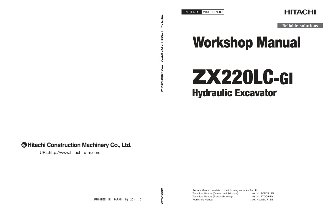 page_1 Service manual Hitachi ZX220LC-GI Hydraulic Excavator | WDCR-EN-00
