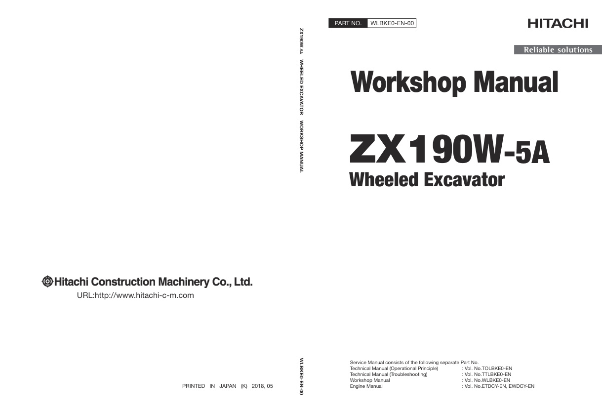 page_1 Service manual Hitachi ZX190W-5A Wheeled Excavator | WLBKE0-EN-00