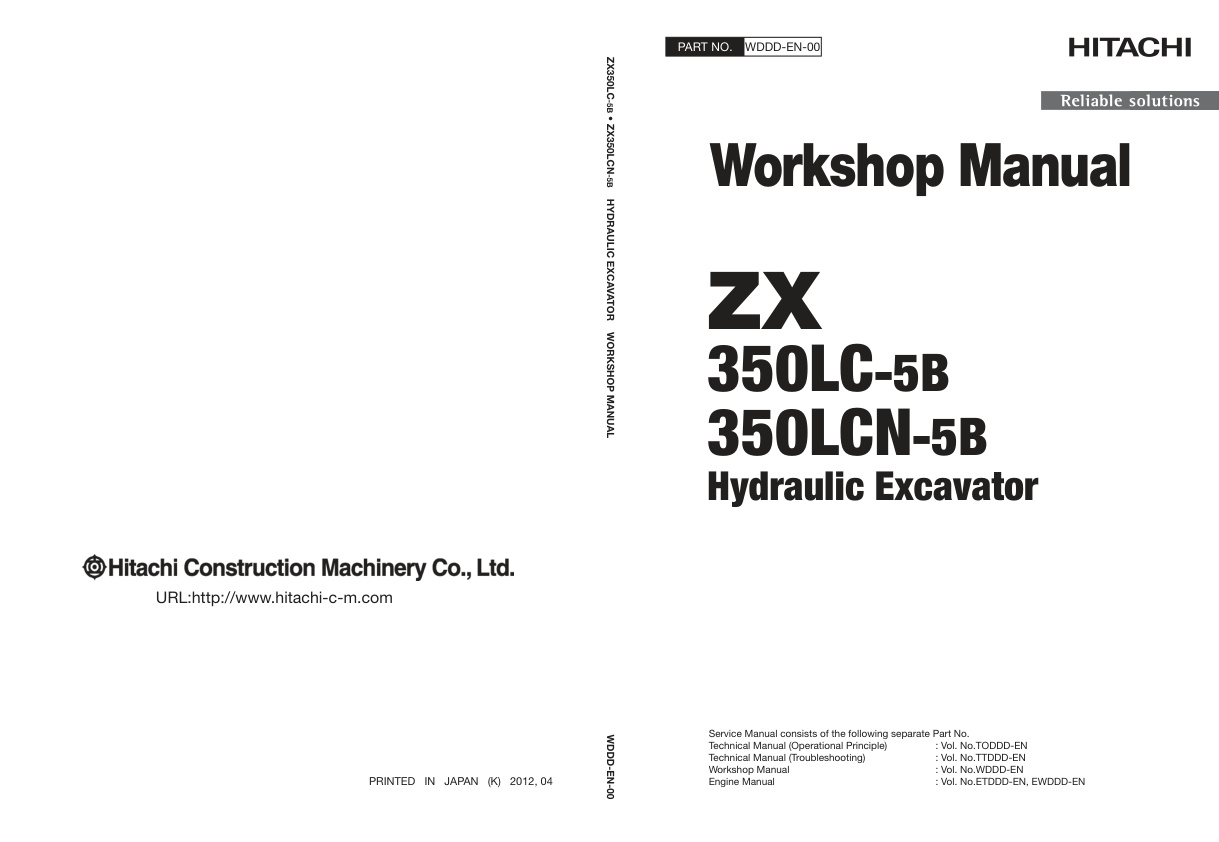 page_1 Service manual Hitachi ZX350LC-5B, ZX350LCN-5B Hydraulic Excavator | WDDD-EN-00 (2014.02.26)