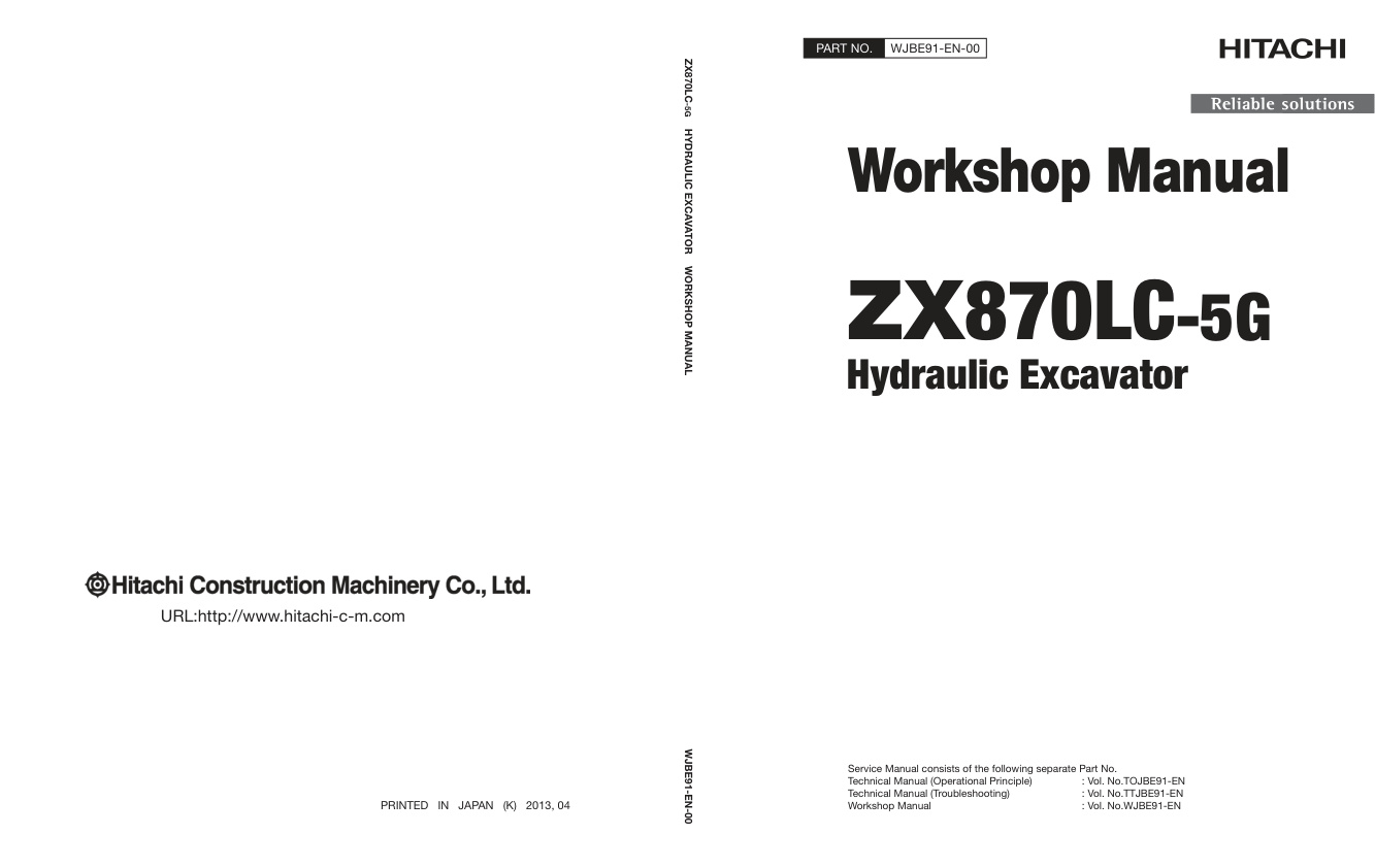 page_1 Service manual Hitachi ZX870LC-5G Hydraulic Excavator | WJBE91-EN-00