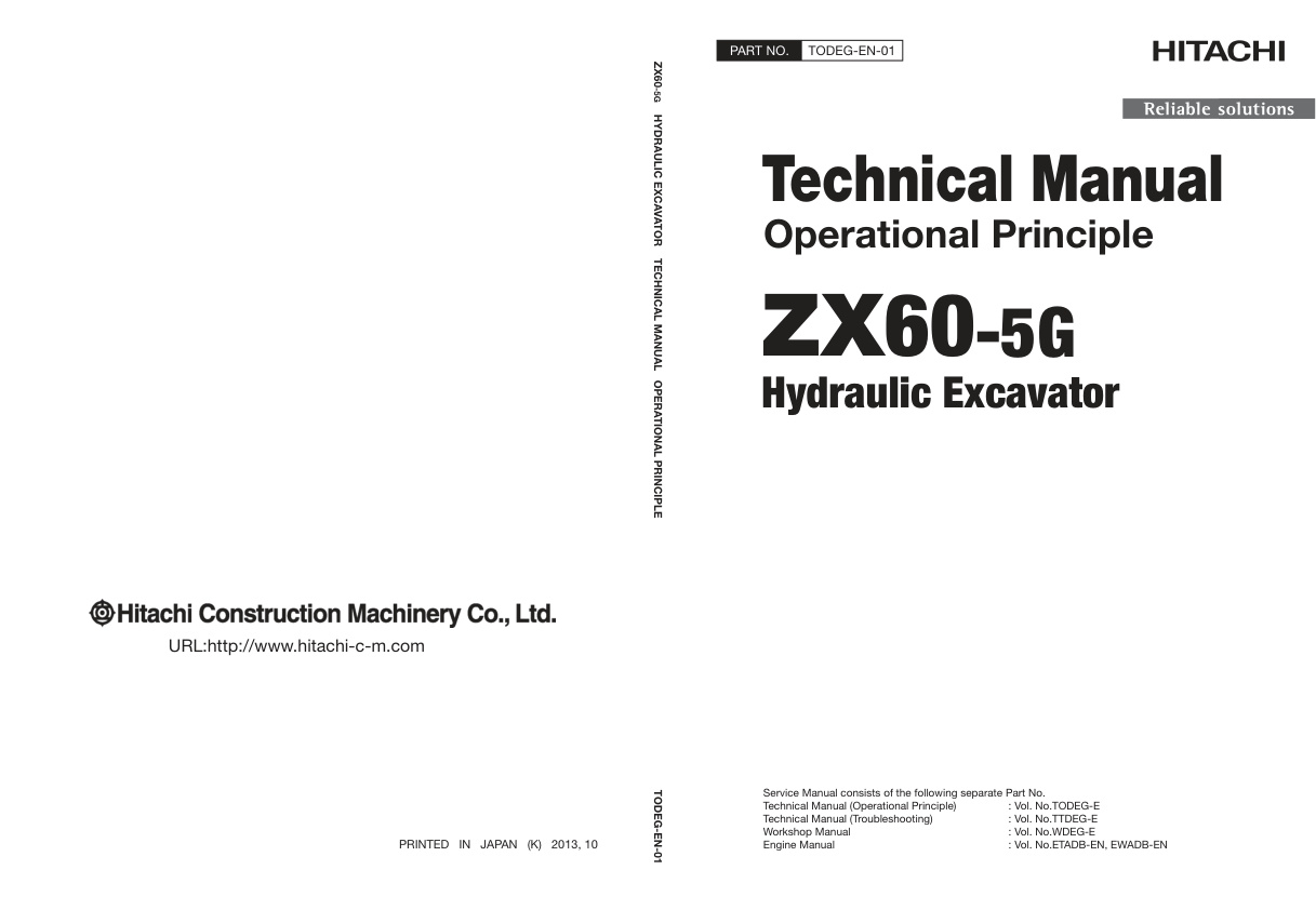 page_1 Technical Manual Hitachi ZX60-5G Hydraulic Excavator | TODEG-EN-01