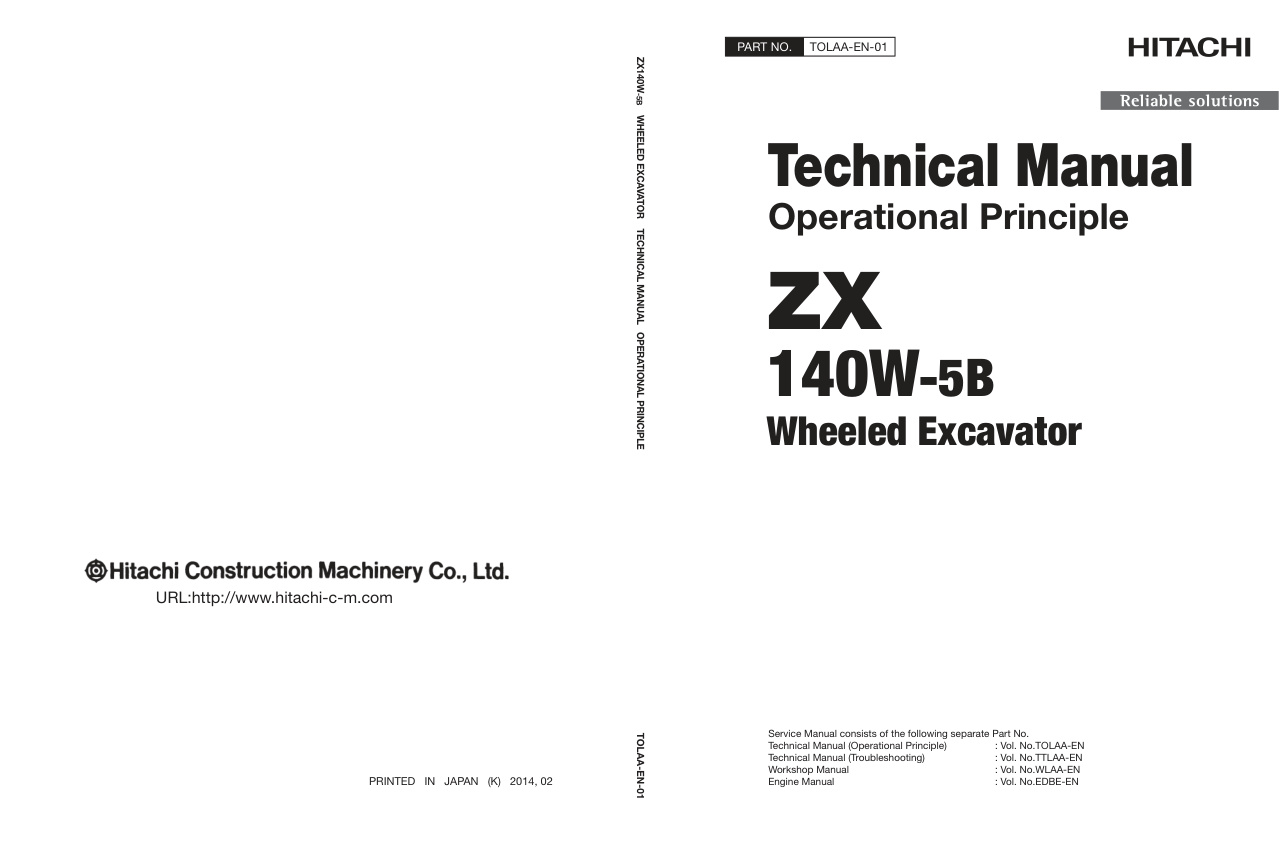 page_1 Technical Manual Hitachi ZX140W-5B Wheeled Excavator | TOLAA-EN-01