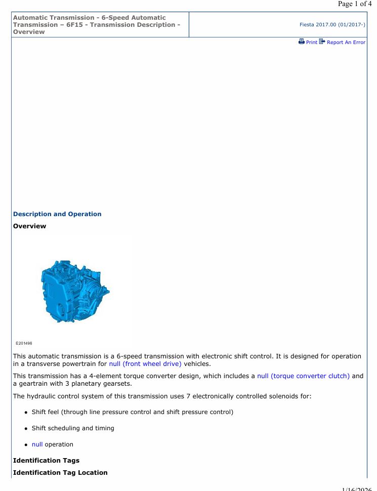 0 Service manual Ford 6F15 6-Speed Automatic Transmission