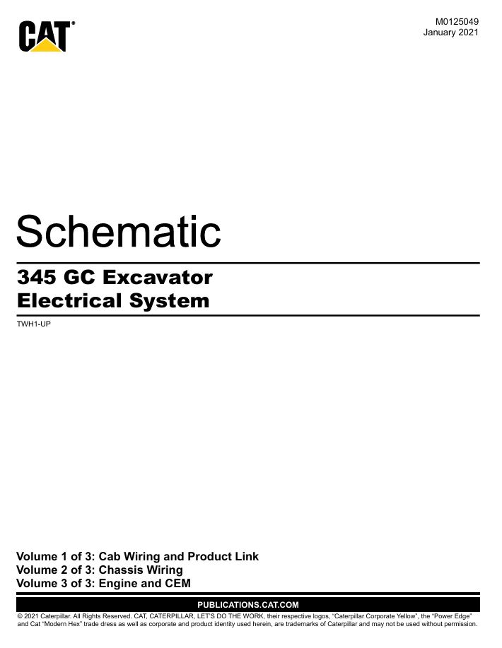 0 Schematic Caterpillar 345 GC Excavator (Electrical System) | M0125049