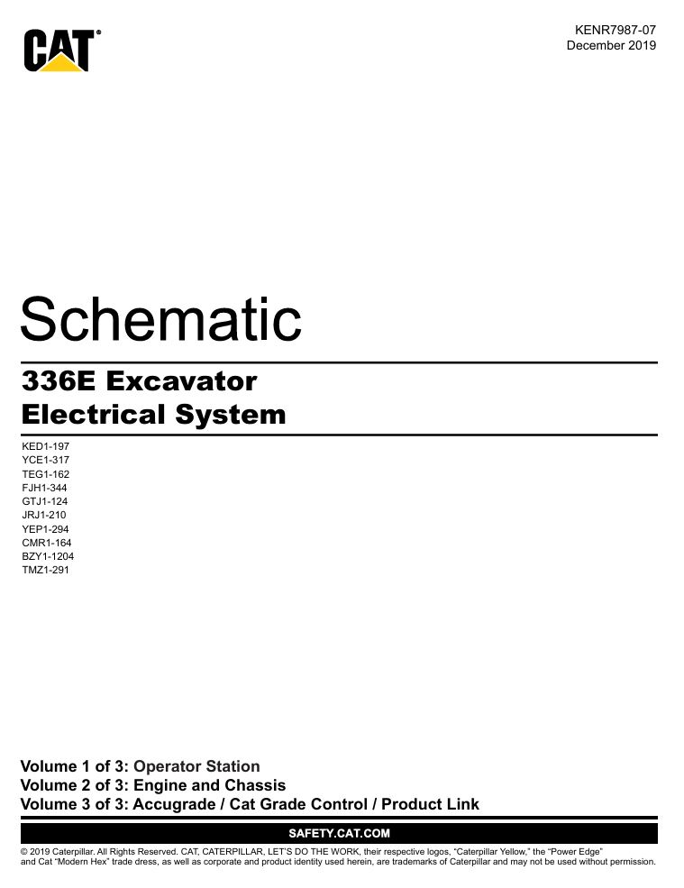 0 Schematic Caterpillar 336E Excavator (Electrical System) | KENR7987-07