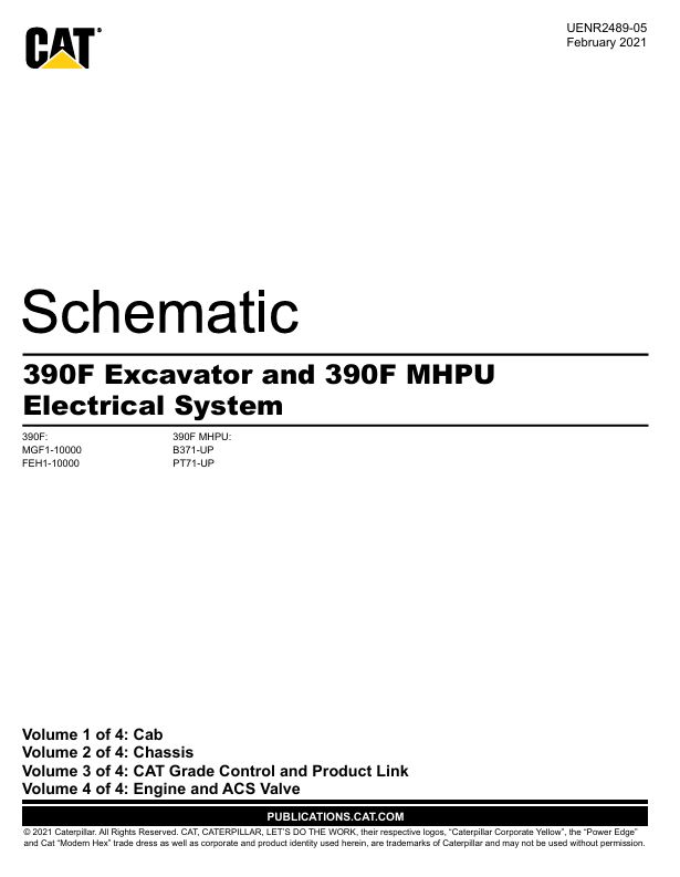 0 Schematic Caterpillar 390F, 390F MHPU Excavator | UENR2489-05