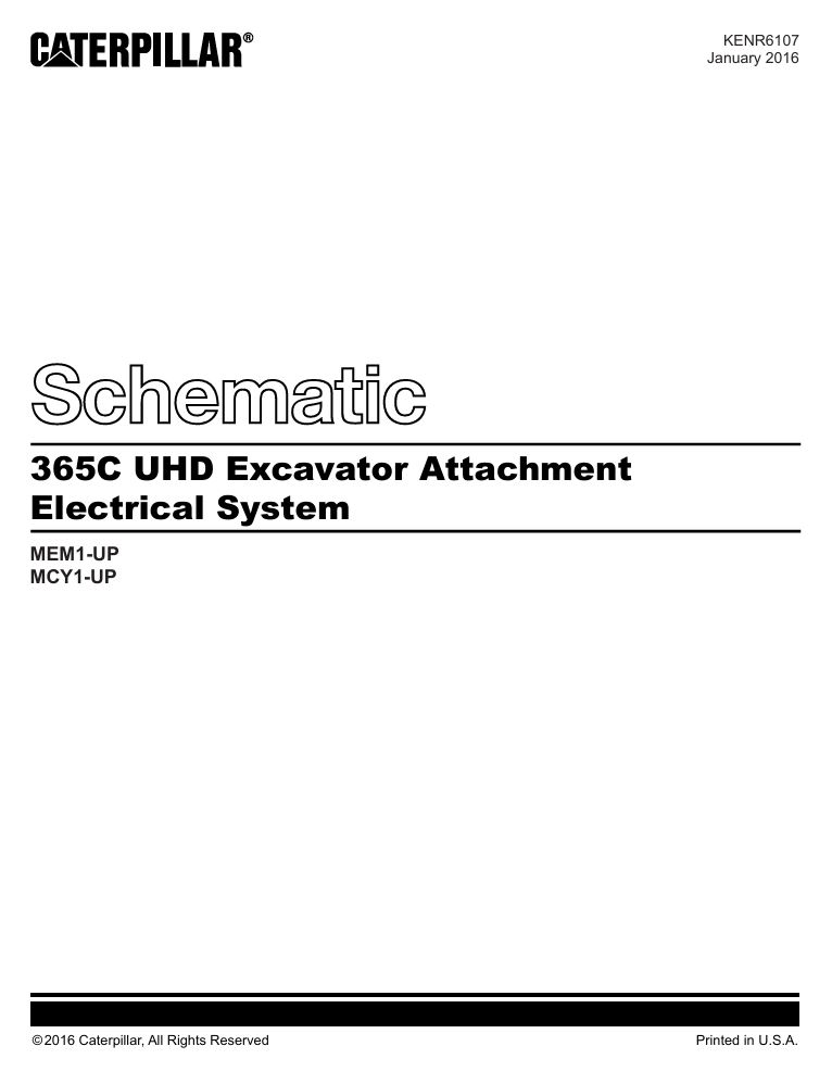 0 Schematic Caterpillar 365C UHD Excavator | KENR6107
