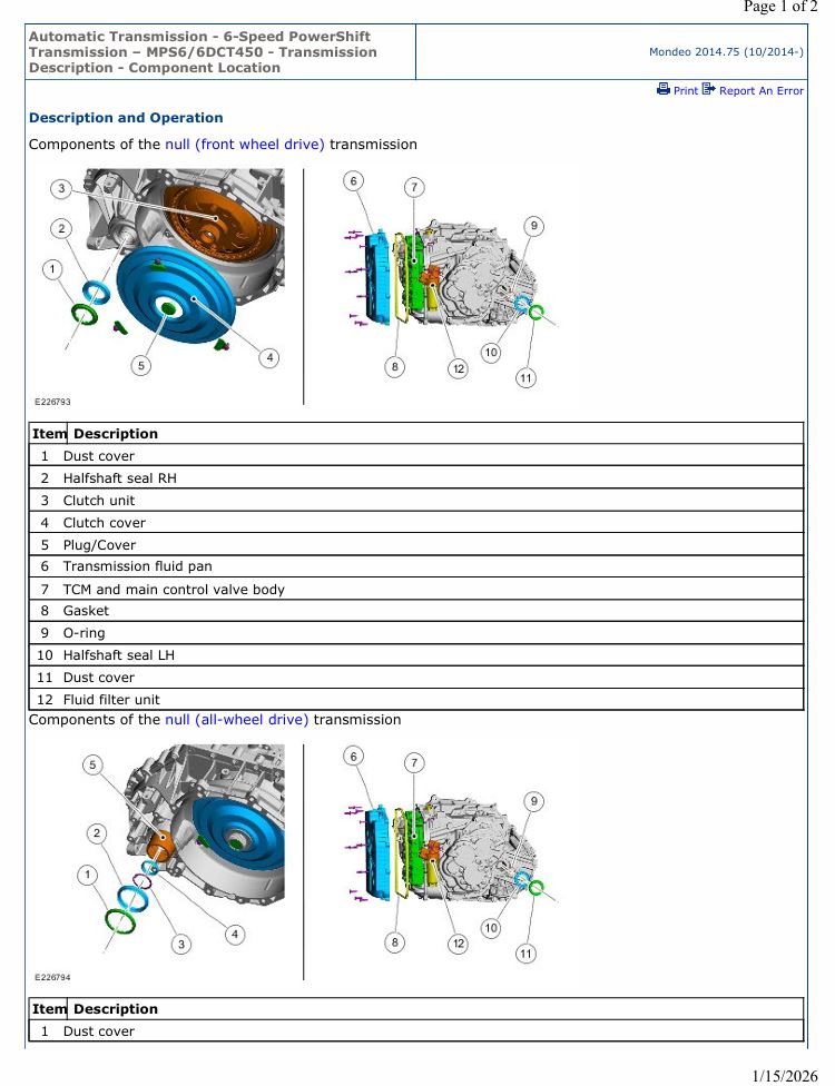 0 Service manual Ford MPS6 / 6DCT450 6-Speed PowerShift Automatic Transmission